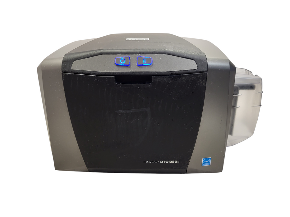 HID Fargo DTC1250e Dual-sided Color ID Card Badge Printer No AC