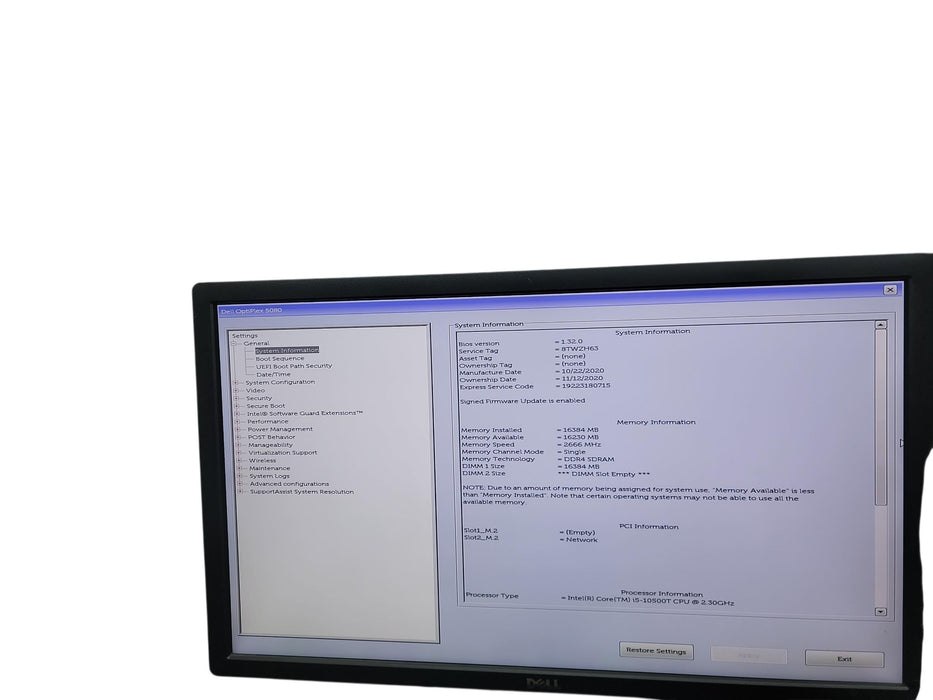 Dell Optiplex 5080 Micro i5 - 10500T @ 2.30GHz 16GB DDR4 Ram No HDD