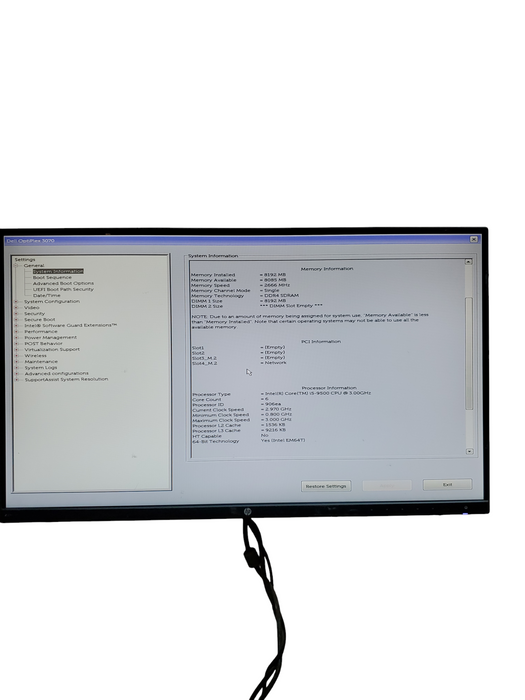 Dell OptiPlex 3070 SFF PC Intel i5-9500 8GB RAM NO-HDD/SSD