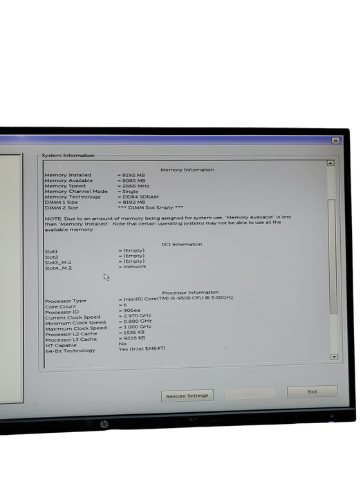 Dell OptiPlex 3070 SFF PC Intel i5-9500 8GB RAM NO-HDD/SSD