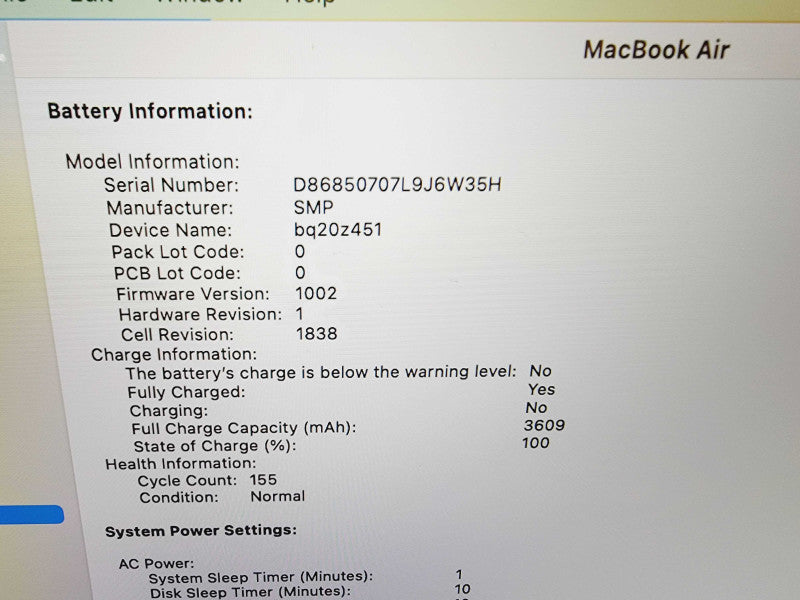 Apple Macbook Air 2019 13\\" 2-Core i5-8210Y @ 1.6GHz 8GB DDR3 120GB SSD [Read] (