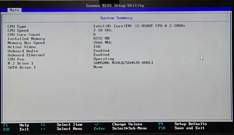 Lenovo ThinkCentre M720Q, i5-8500T 2.10GHz 6C, 8GB DDR4, 256GB NVMe, WiFi