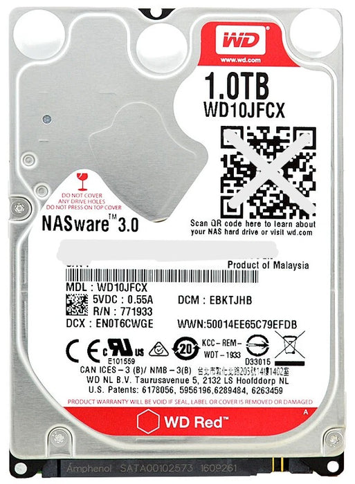 1TB 2.5" SATA 9.5mm 5400 RPM WD Red NASware 3.0 HDD - WD10JFCX-68N6GN0