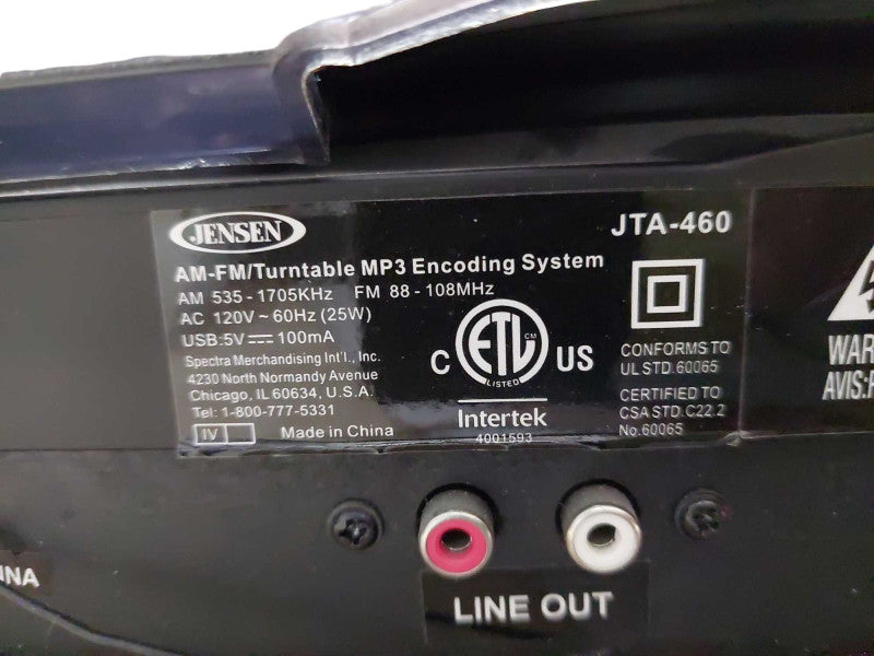 Jensen JTA-460 AM/FM/Turntable MP3 Encoding System =