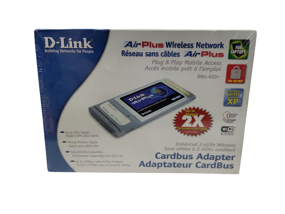 D Link DWL 650 CardBus Wireless Adapter 2.4GHz Laptop Mobile Access