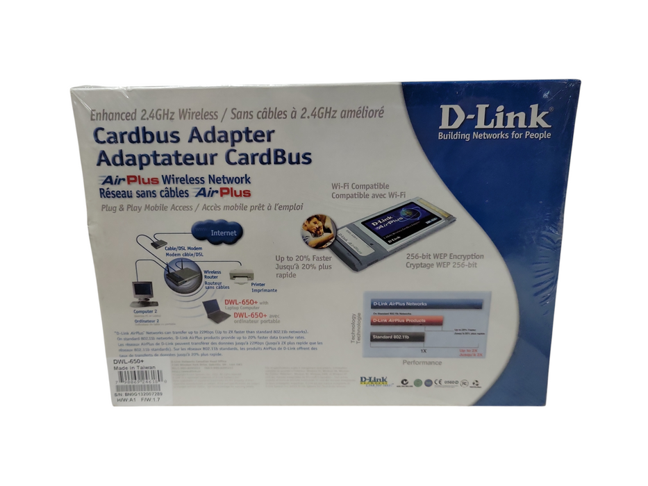 D Link DWL 650 CardBus Wireless Adapter 2.4GHz Laptop Mobile Access