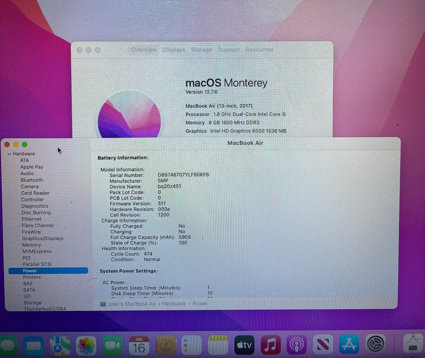 Apple MacBook Air 13" 2017 Core i5-5350U 8GB RAM 256GB SSD English UK Keyboard