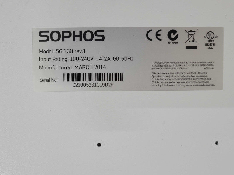 Sophos SG 230 rev.1 Firewall Security Appliance, READ _