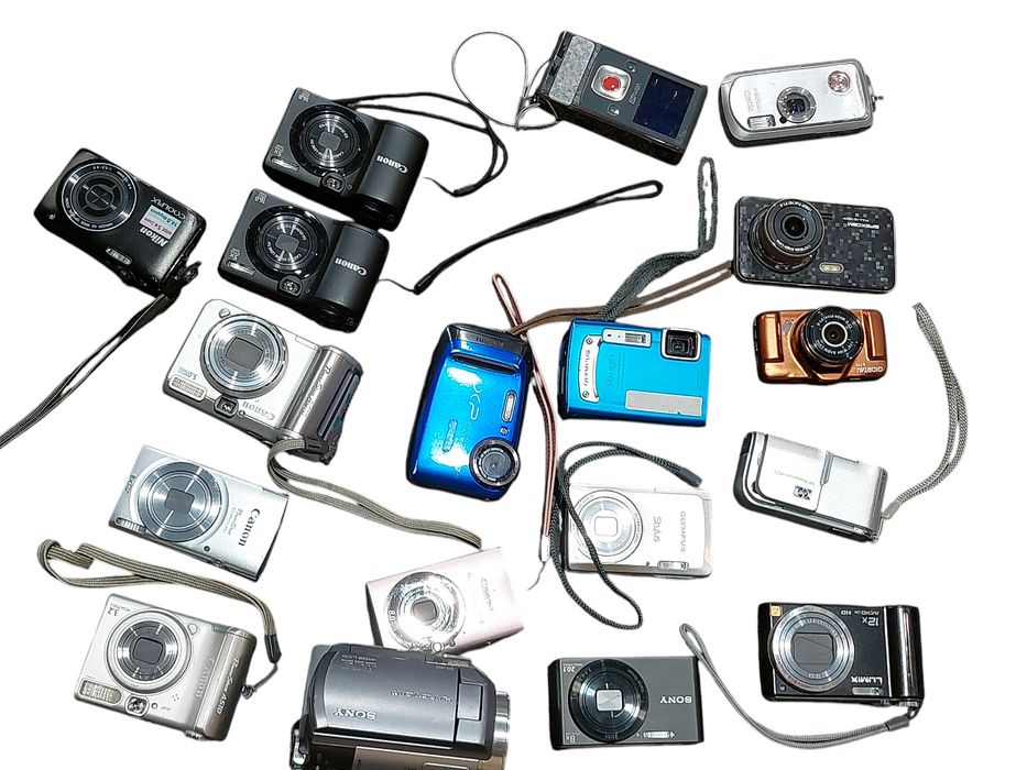 Big Bundle of Various Digital Cameras 18 in Total Canon ,Fujifilm, Sony,Olympus