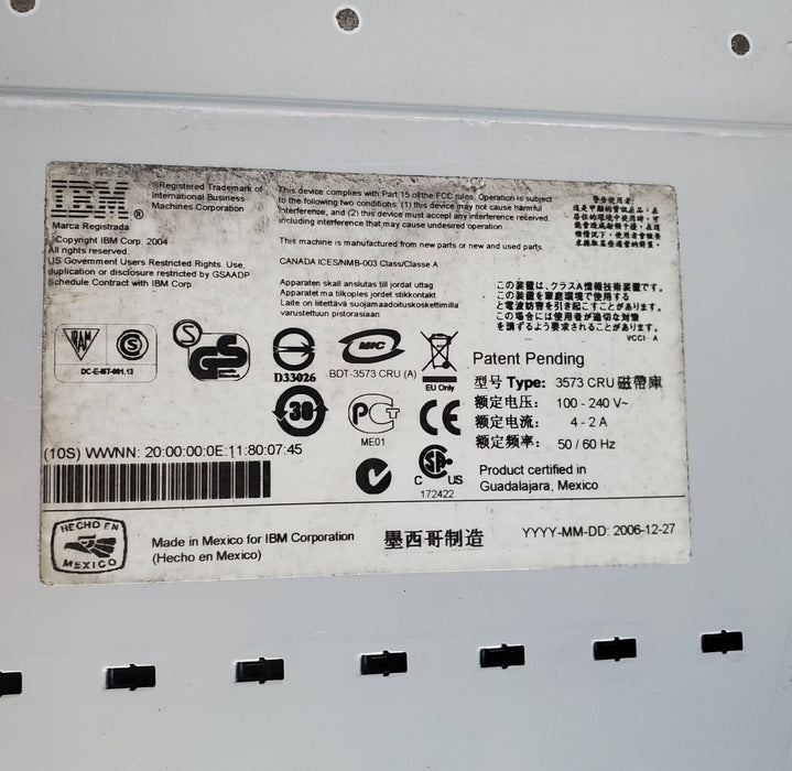 IBM TS3200 Tape Library 3573CRU - 2xLTO5 1xLTO4 Tape Drives