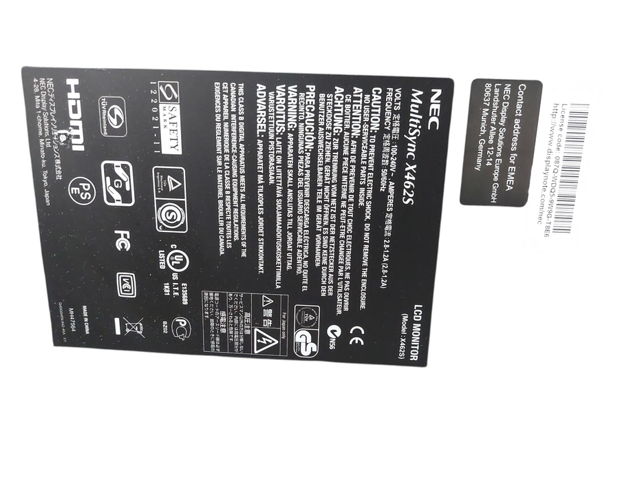NEC 46" LCD Monitor MultiSync X462S