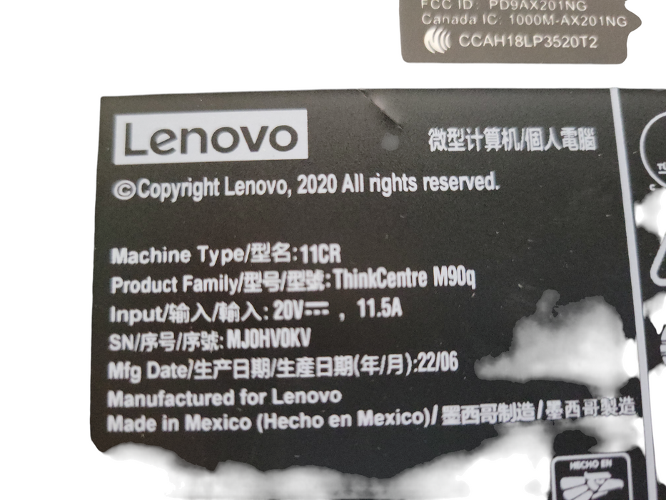Lenovo ThinkCentre M90q, Core I7-10700 2.90GHz, 16GB DDR4, 256GB NVME WI-Fi
