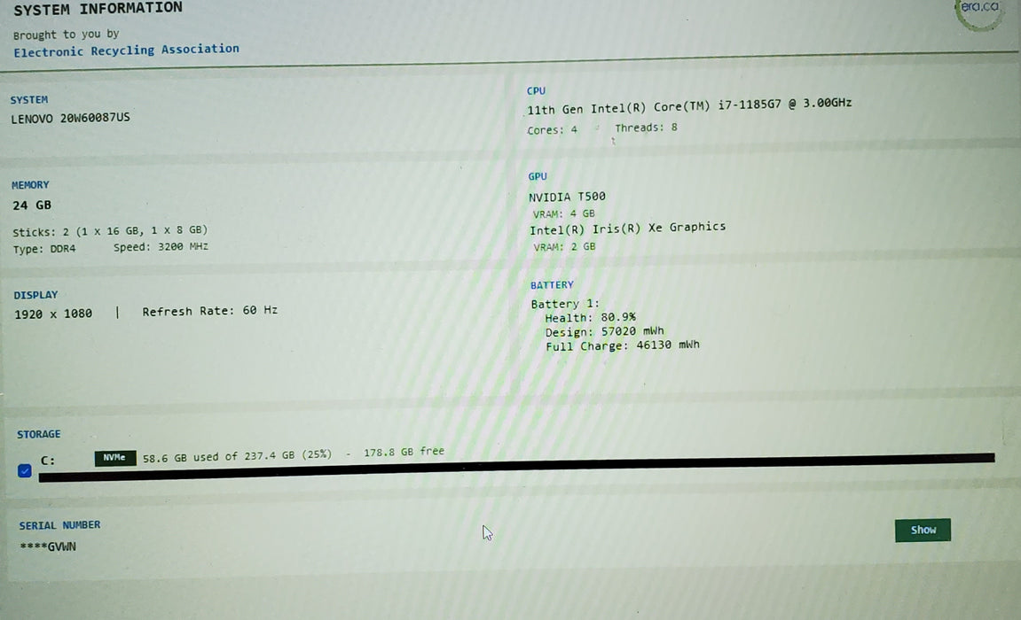 LENOVO ThinkPad P15s Gen 2 i7-1185G7 15.6" 24GB RAM 256GB SSD NVIDIA T500