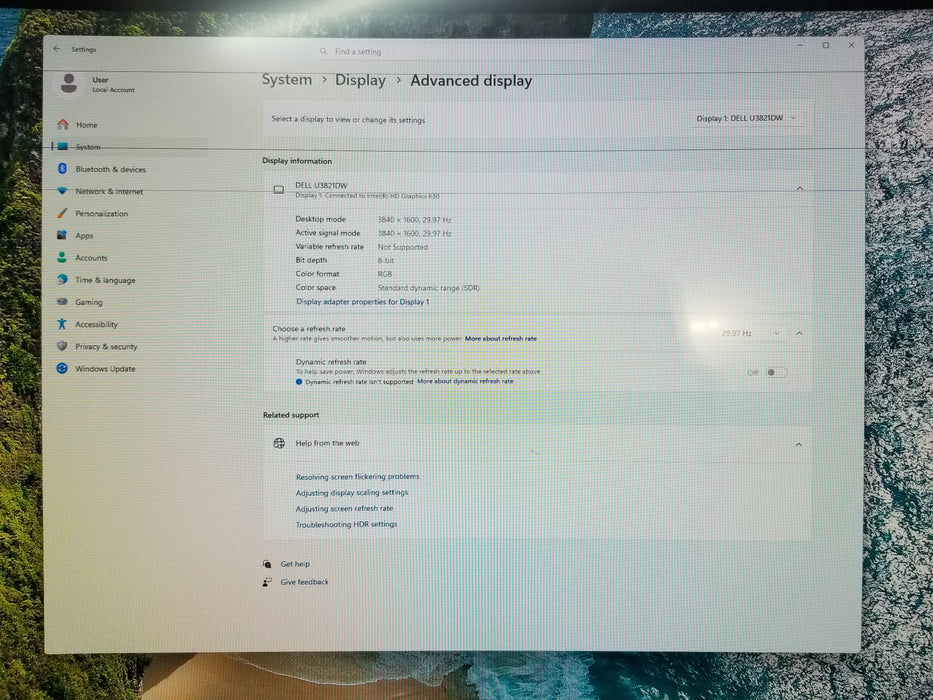 Dell UltraSharp U3821DW 3840x1600 Monitor *Damaged Screen / Only For Parts*