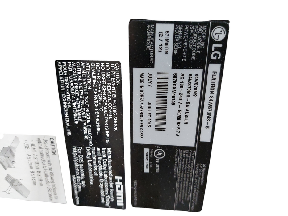 LG Flatron 84WS70MS-B   84" Screen  2015