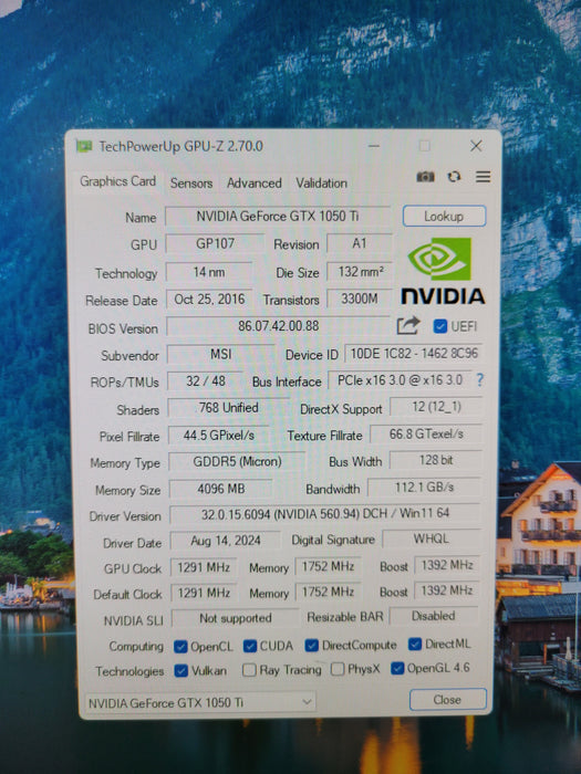 MSI NVIDIA GeForce GTX 1050 TI Gaming X 4G 4GB GDDR5 Graphics Card
