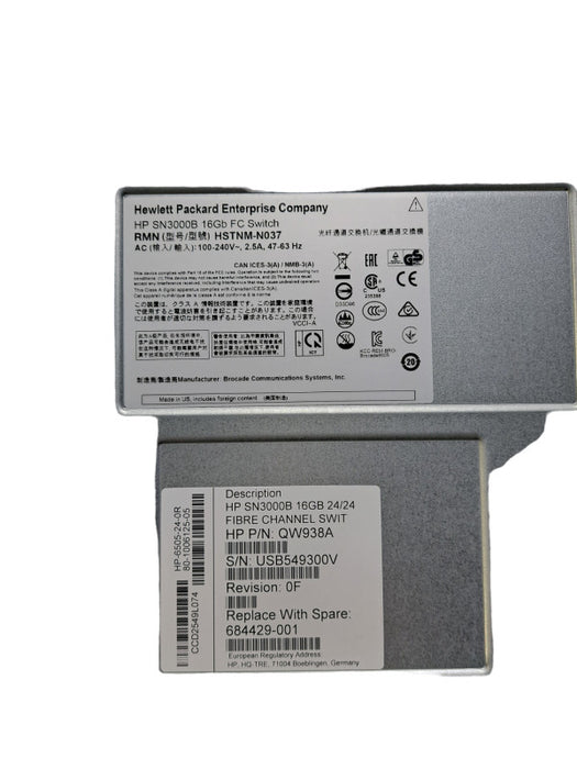 HP SN3000B | 24-Port 16GB Active FC Switch | 2x PSU | QW937A