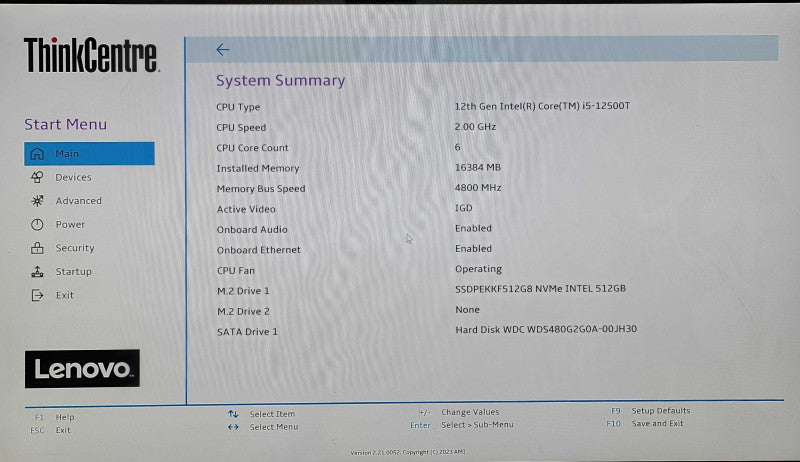 Lenovo ThinkCentre M80q Gen 3, i5-12500T 2.00GHz 6C, 16GB DDR5, 512GB NVMe, 480GB SSD