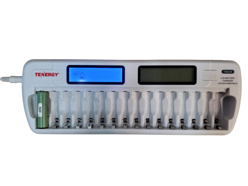 Tenergy TN438 16-Bay AA/AAA NIMH/NICD LCD Intelligent Smart Battery Charger @