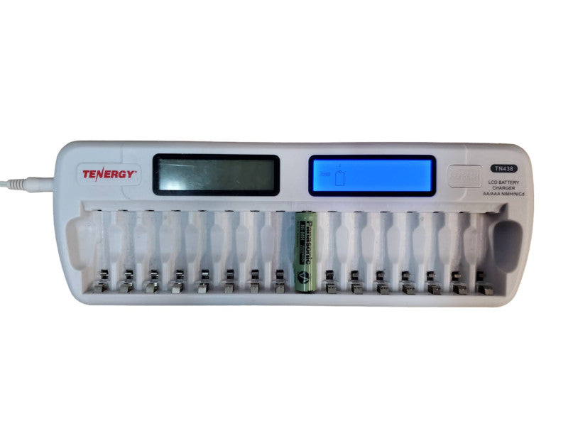 Tenergy TN438 16-Bay AA/AAA NIMH/NICD LCD Intelligent Smart Battery Charger @