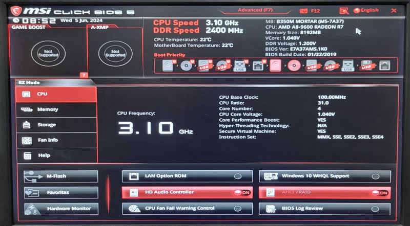 Custom PC, AMD A8-9600 Radeon R7 CPU, 8GB DDR4, 128GB SSD+1TB HDD, GTX950 GPU _