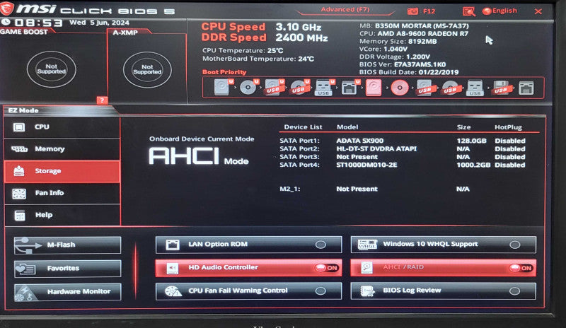 Custom PC, AMD A8-9600 Radeon R7 CPU, 8GB DDR4, 128GB SSD+1TB HDD, GTX950 GPU _