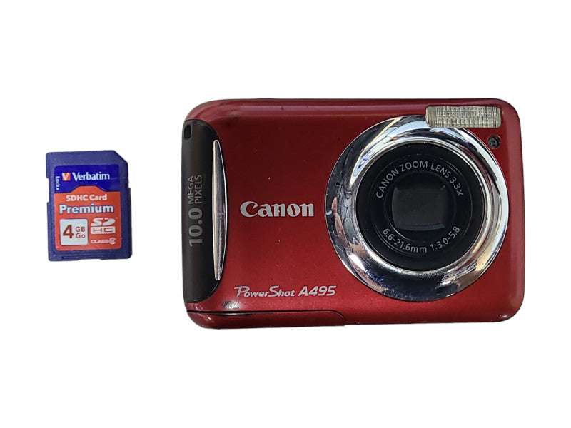 Canon PowerShot A495 Digital Camera w/ 4GB SD Card, Tested & Working