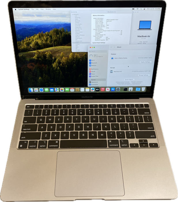 Apple MacBook Air 13 M1 2020 16GB 256GB SSD Faulty LCD For Parts/Repair READ!