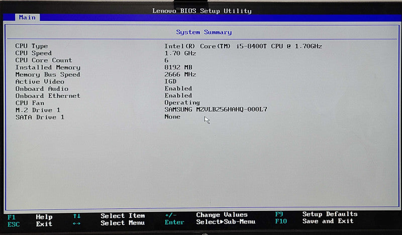 Lenovo ThinkCentre M720q, i5-8400T 1.70GHz 6Core, 8GB DDR4, 256NVMe, WiFi