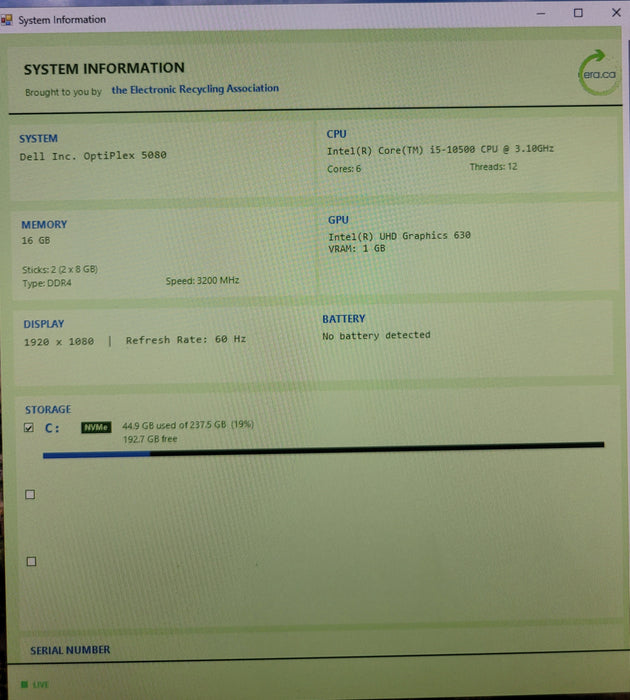 Dell OptiPlex 5080 |  i5-10500 @3.10 GHz 16GB DDR4 256GB NVMe | READ!!!