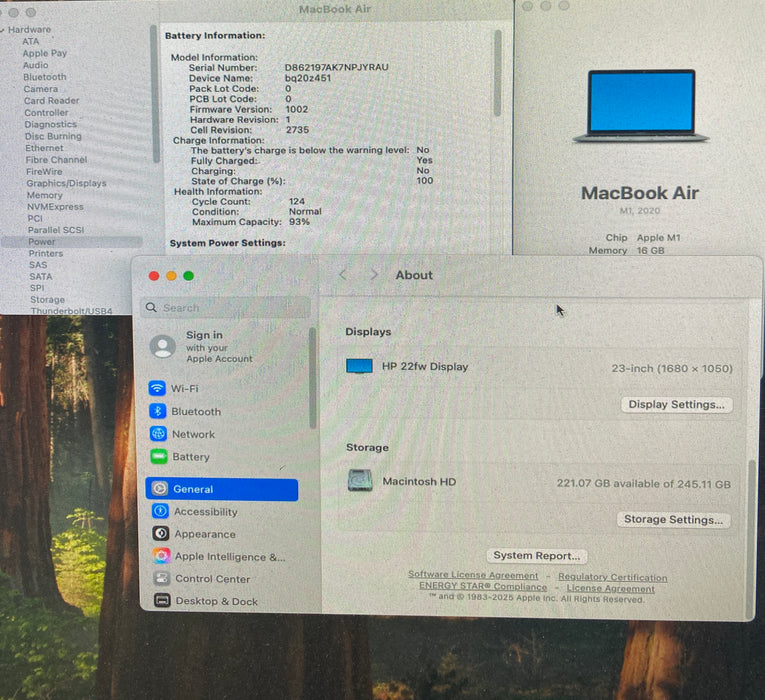 Apple MacBook Air 13 M1 2020 16GB 256GB SSD Faulty LCD For Parts/Repair READ!
