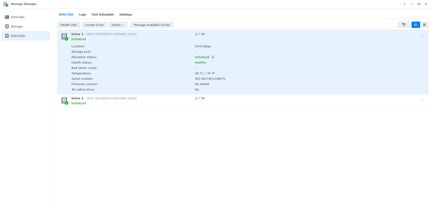 Synology DS415play 4-Bay DiskStation Network Attached Storage NAS w/ 2x 3TB HDD
