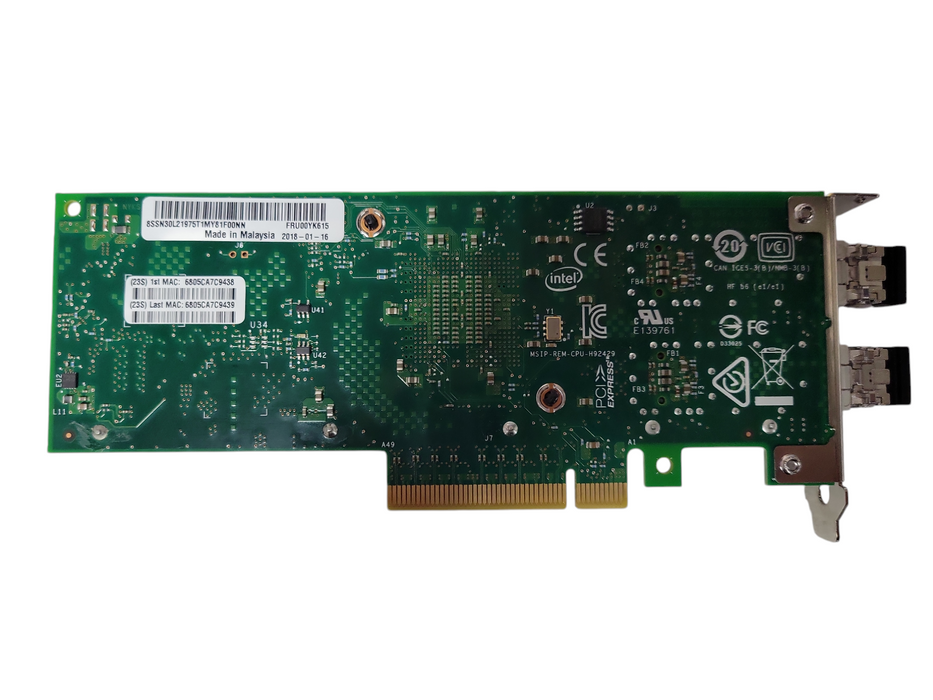 Lenovo IBM X710-DA2 10GbE Dual Port SFP+ PCIe Network Card FRU 00YK615