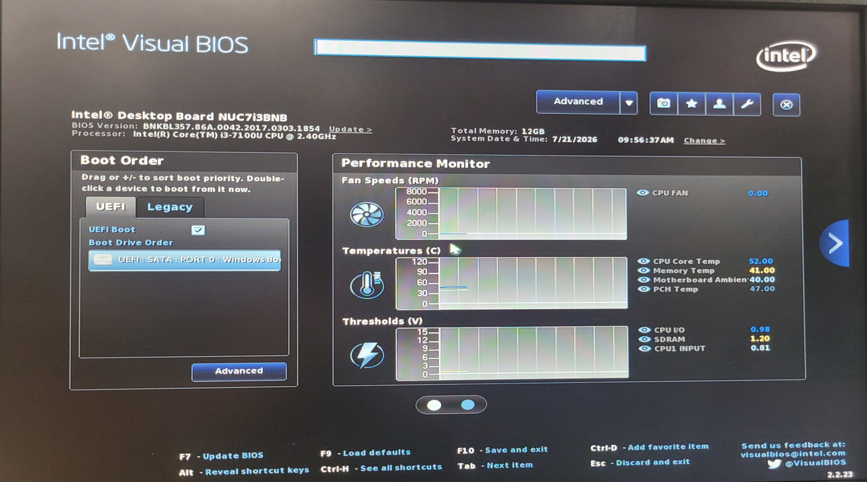 Intel NUC NUC7i3BNH | i3-7100U @2.40GHz 12GB DDR4 256GB SSD