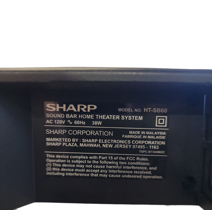 Sharp HT-SB60 High-Powered Soundbar System W/ Wireless Subwoofer | Read pls