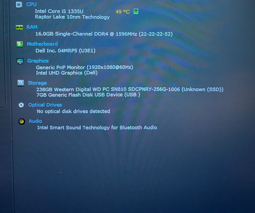 Dell Latitude 3540 Intel Core i5-1335U 1.30GHz 16GB RAM 256GB SSD READ