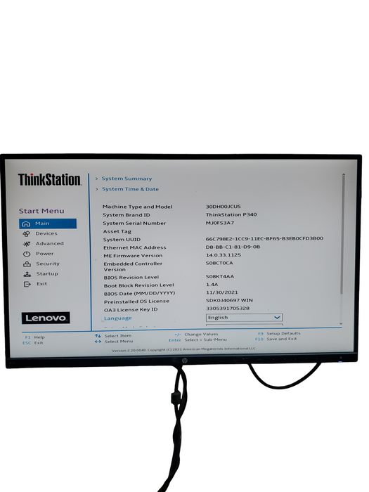 Lenovo ThinkStation P340 Core i7-10700 2.9GHz 8GB NO-HDD/SSD