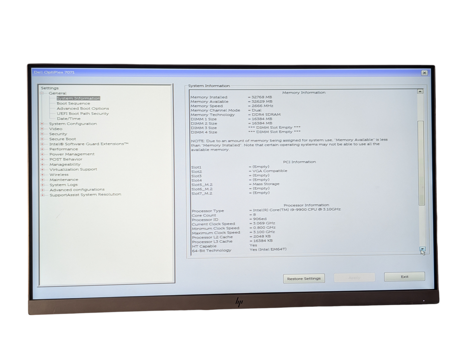DELL OptiPlex 7071 Intel Core i9-9900 32GB RAM 512GB NVMe SSD RTX 3050