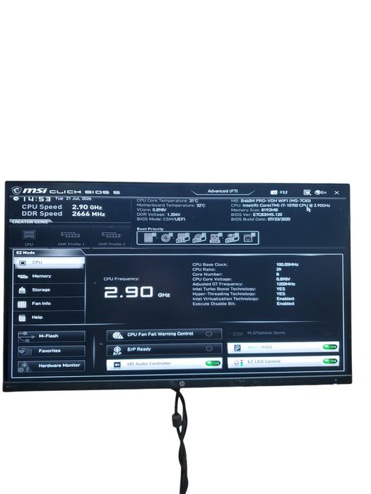 Custom PC B460M PRO Intel i7-10700 @ 2.90GHz | 8GB DDR4 | NO-HDD/SSD