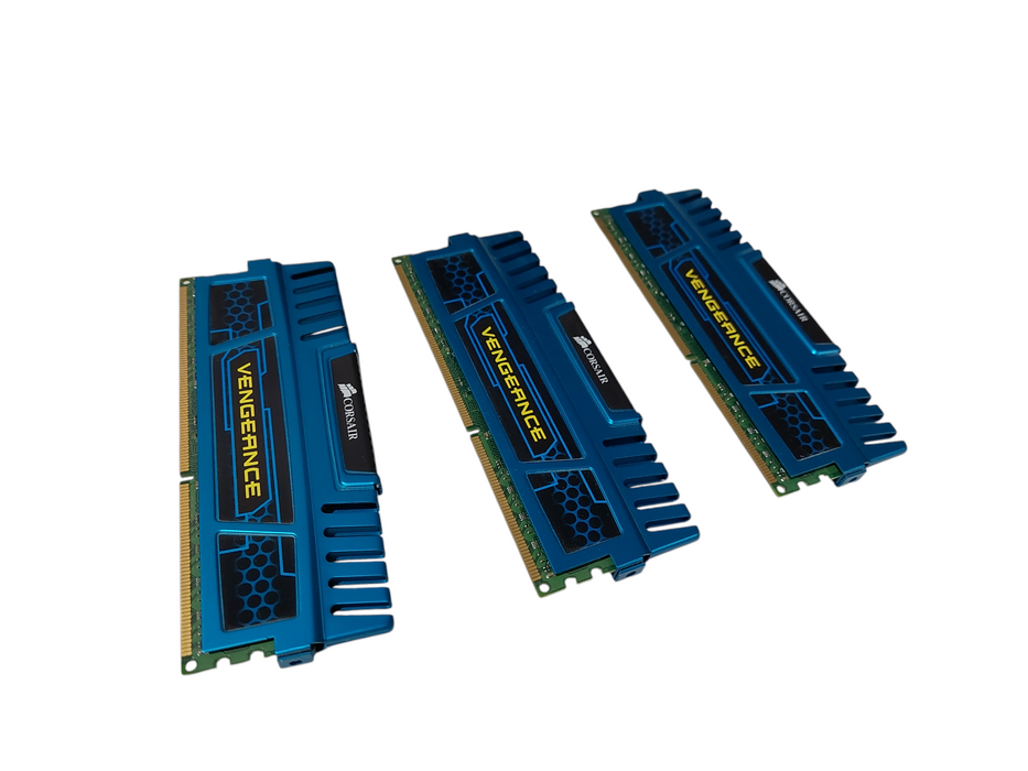 3-Corsair Armoured Blue Ram 4Gb Sticks x3 1600Mhz CMZ8GX3M2A1600C9B PC3 DDR3