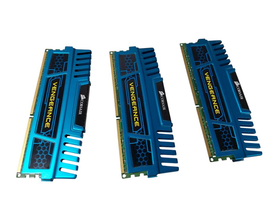 3-Corsair Armoured Blue Ram 4Gb Sticks x3 1600Mhz CMZ8GX3M2A1600C9B PC3 DDR3