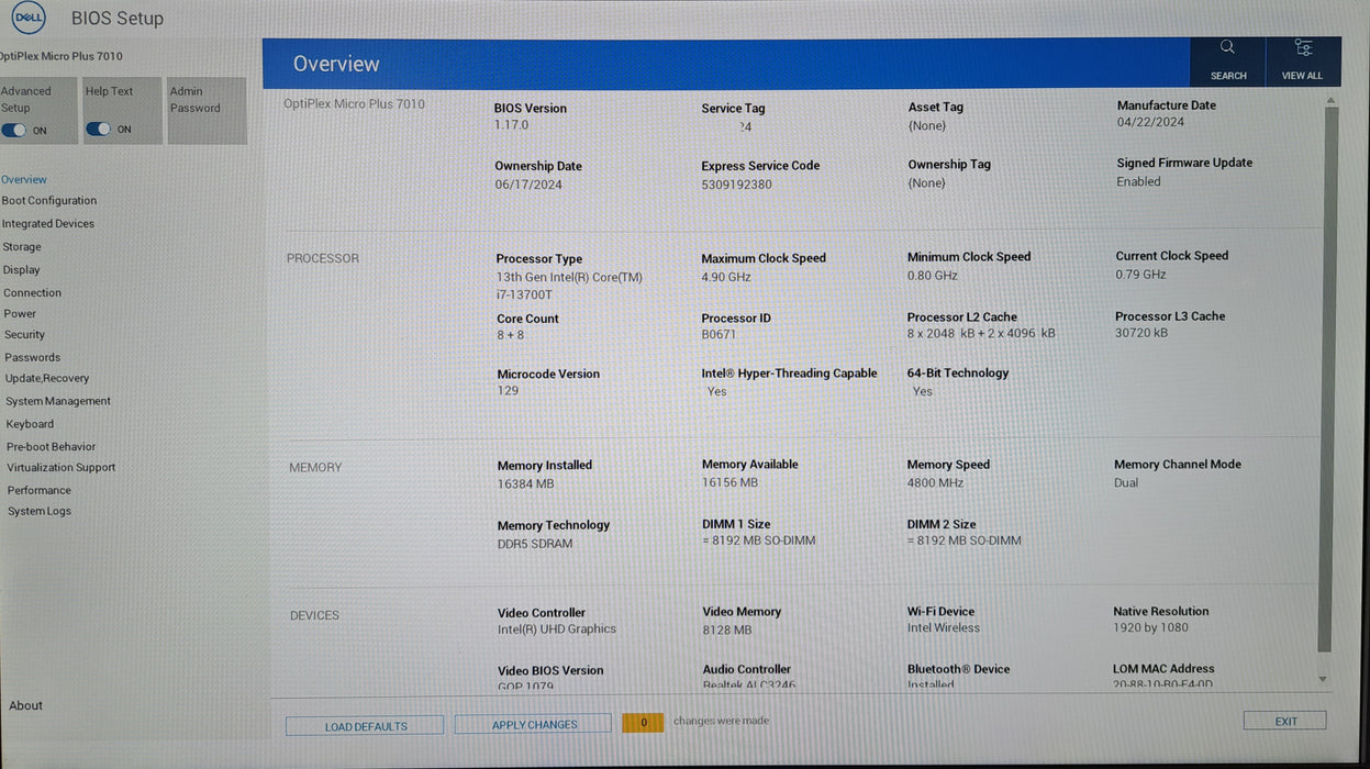 Dell OptiPlex Micro Plus 7010 | Intel Core i7-13700T, 16GB DDR5, 256GB NVMe, PWR