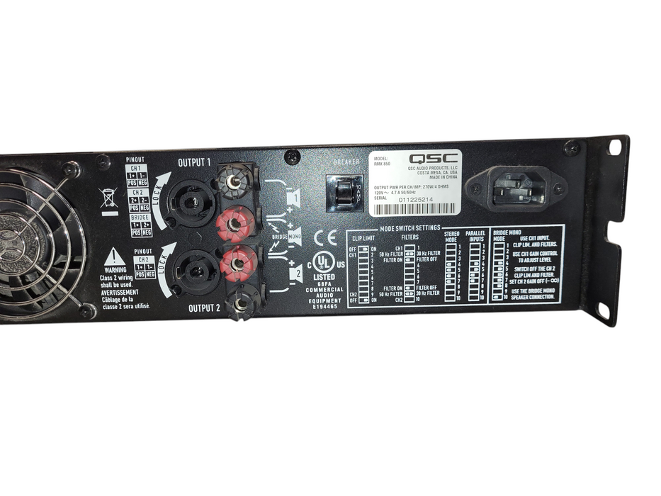 QSC RMX850 Rack Mount Professional 2-Channel Power Amplifier