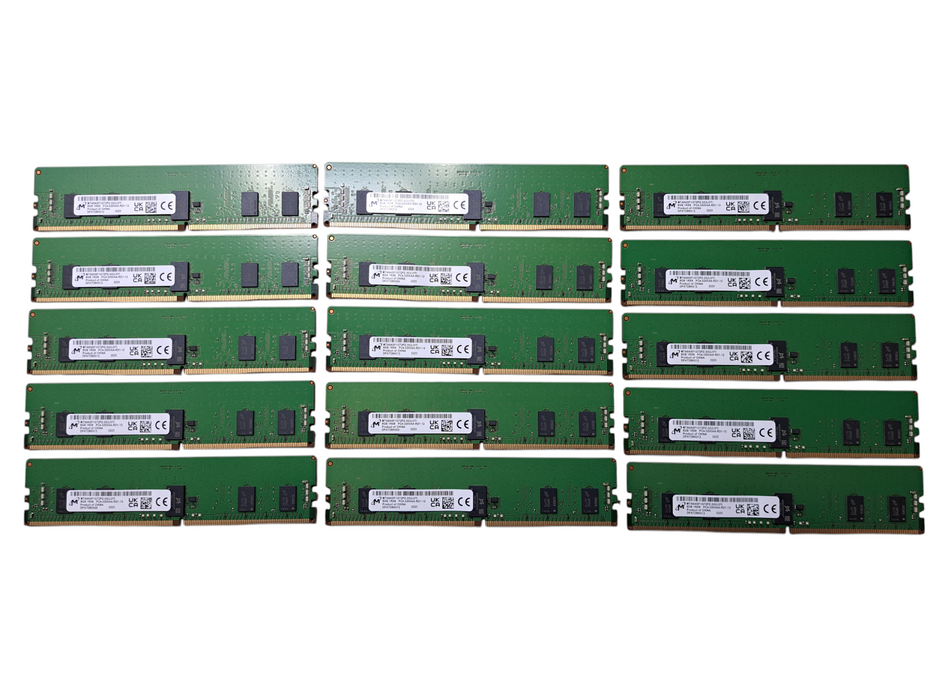 Lot of 15x Micron 8GB 1RX8 PC4-3200AA-RD1 DDR4 Server Memory | MTA9ASF1G72PZ-3G2