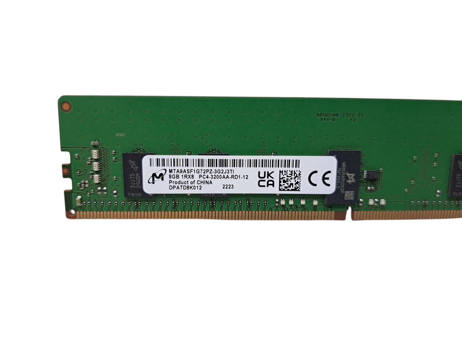 Lot of 15x Micron 8GB 1RX8 PC4-3200AA-RD1 DDR4 Server Memory | MTA9ASF1G72PZ-3G2
