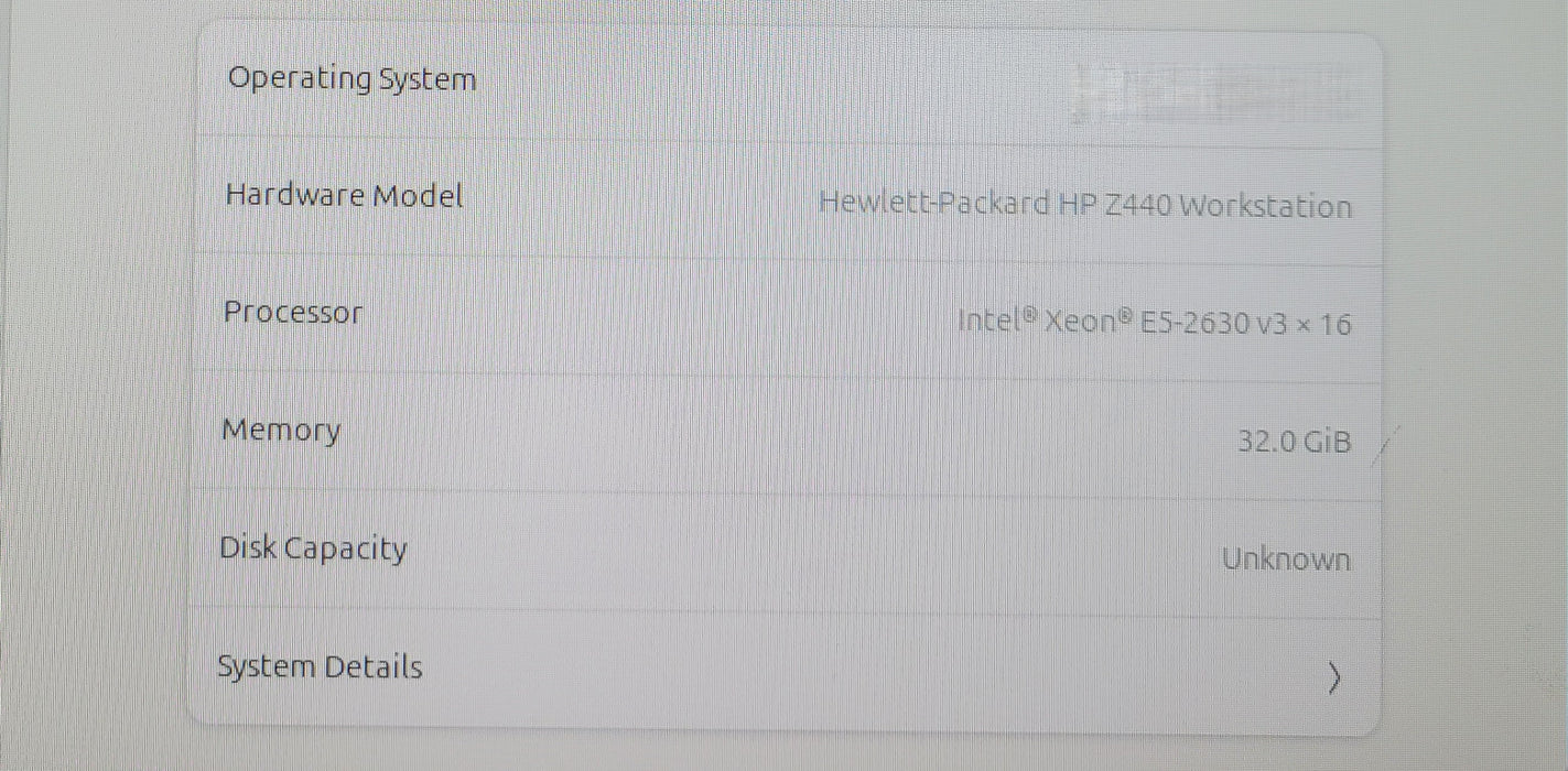 HP Z440 Workstation | Xeon E5-2630 v3 @2.40GHz 32GB DDR4 | NO HDD