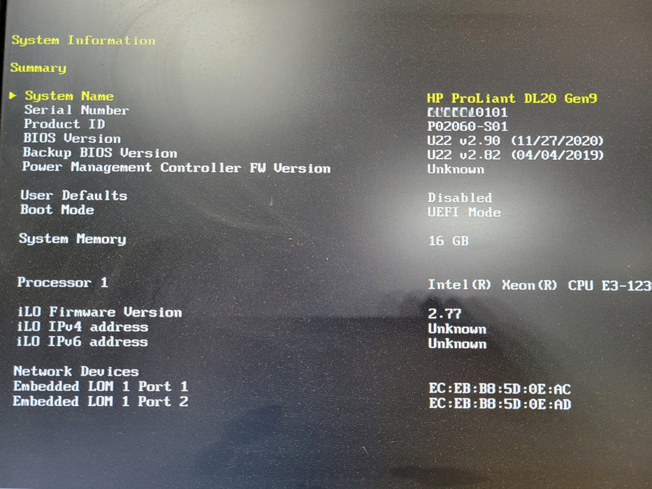 HP ProLiant DL20 Gen9 4x2.5", Xeon E3-1230v6, 16GB DDR4, B140i, No HDD