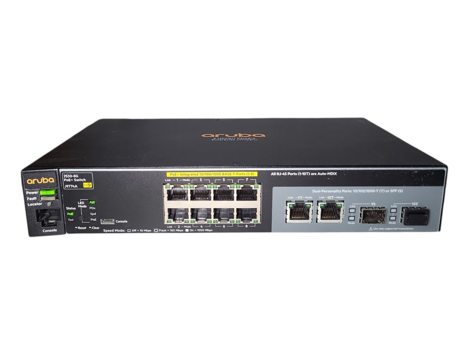 HP Aruba J9774A 2530-8G PoE+ Managed Switch, No Power Adapter