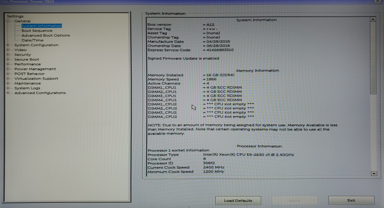 Dell Precision T7810 - 1x Xeon E5-2630 v3, 16GB DDR4, K2200 - No HDD