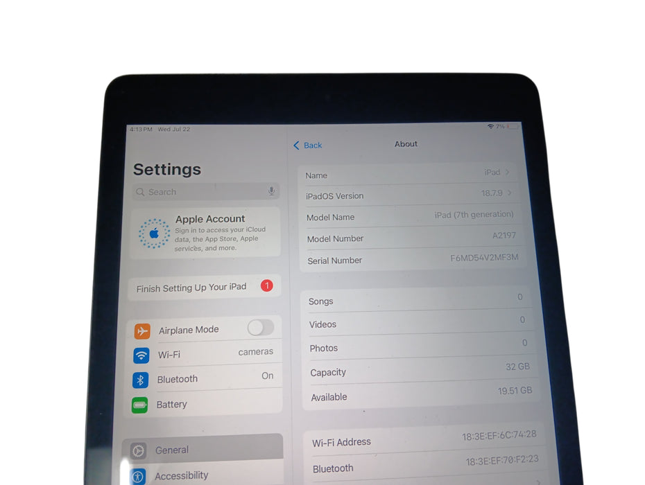 Apple iPad 7th Gen - 32GB - Space Gray [A2197]